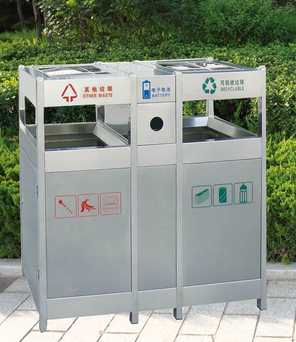 淄博不銹鋼分類垃圾桶，濟(jì)寧不銹鋼分類果皮箱