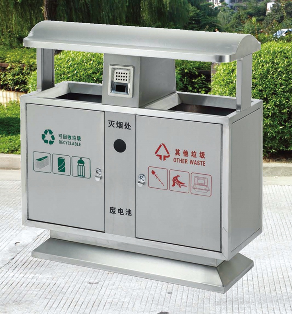 山東不銹鋼果皮箱，濰坊不銹鋼分類垃圾桶